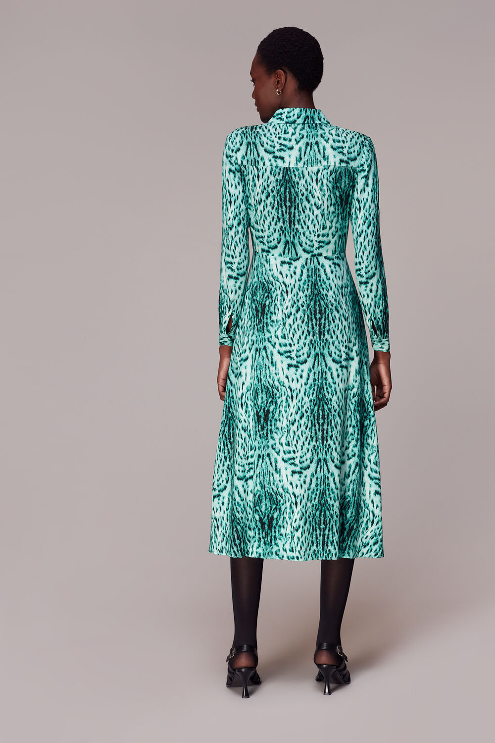 Brushed Leopard Tie Midi Dress